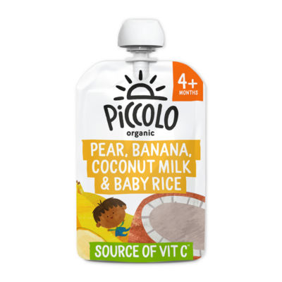 Piccolo Organic Pear, Banana, Coconut Milk & Baby Rice Smooth 4 Months+ 100g