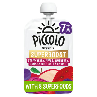Piccolo Organic Superboost Strawberry, Apple, Blueberry, Beetroot and Carrot 100g