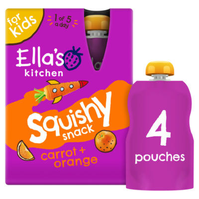 Ella's Kitchen Carrot + Orange Squishy Snack 4 x 100g (400g)