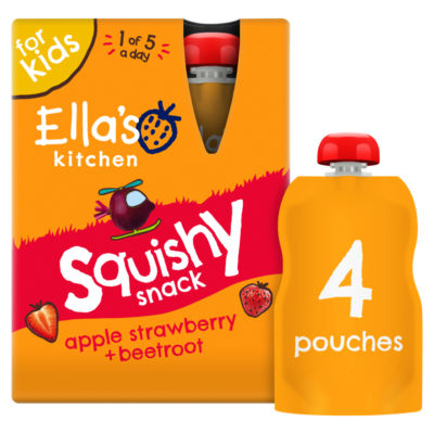 Ella's Kitchen Apple Strawberry + Beetroot Squishy Snack 4 x 100g (400g)