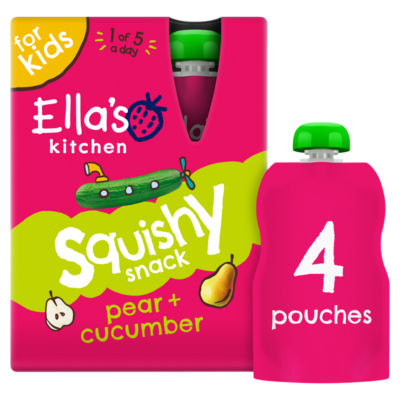 Ella's Kitchen Squishy Snack Pear + Cucumber 3+ Years 4 x 100g
