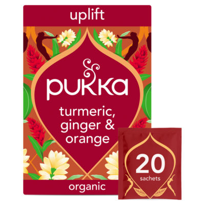 Pukka Organic Turmeric Ginger & Orange Tea 20 Home Compostable Herbal Tea Bags