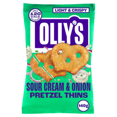 Olly's Pretzels Sour Cream & Onion Oven-Baked Pretzel Thins 140g