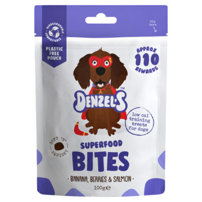 Denzels Superfood Bites Banana, Berries & Salmon Dog Treats 100g