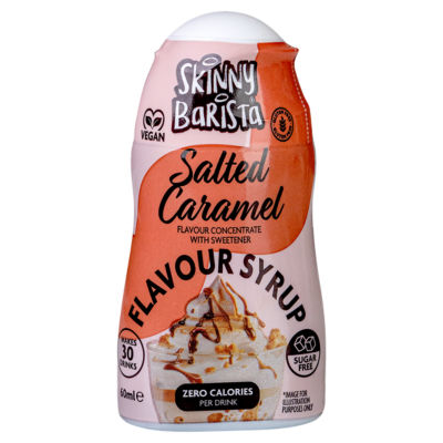 The Skinny Food Co . Barista Shots Salted Caramel Flavour Syrup Concentrate with Sweetener 60ml