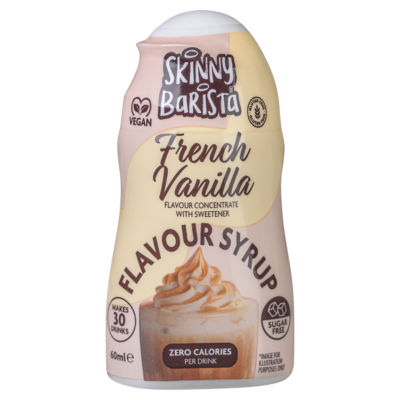 The Skinny Food Co . Shots Barista French Vanilla Flavour Syrup Concentrate with Sweetener 60ml