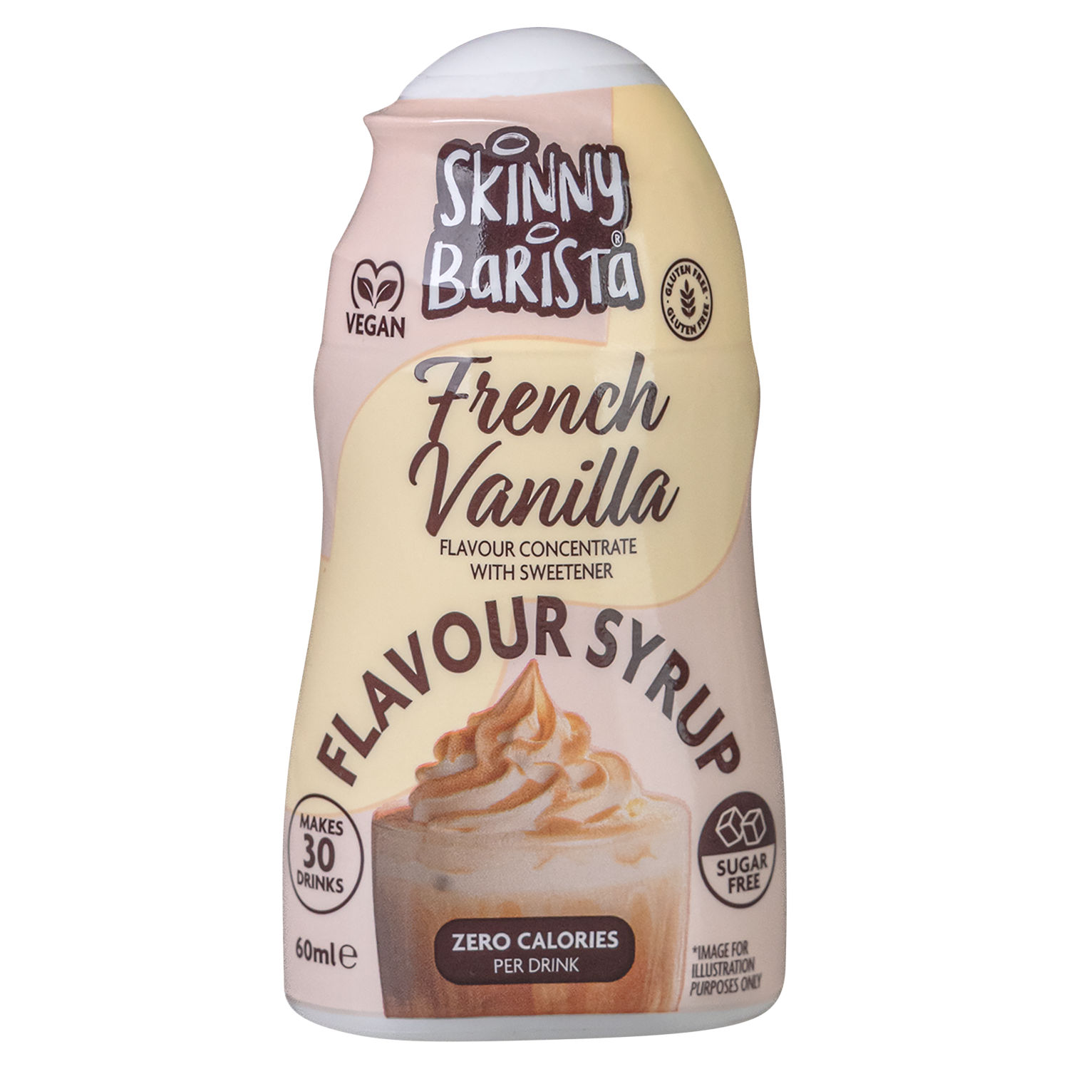The Skinny Food Co. Shots Barista French Vanilla Flavour Syrup Concentrate with Sweetener 60ml