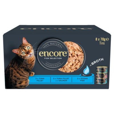 Encore 100% Natural Wet Cat Food, Multipack Fish Selection in Broth 70g Tin for - Image 5