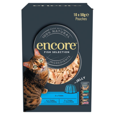 Encore Natural Fish Selection In Jelly 10X50G Pouches Wet Cat Food - Image 3