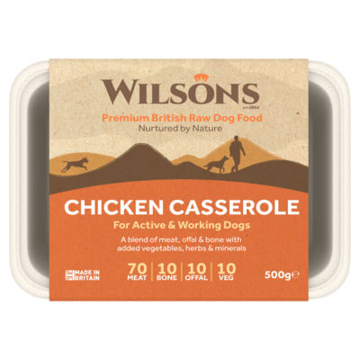 Wilsons Chicken Casserole Premium Complete Raw Frozen Dog Food 500g