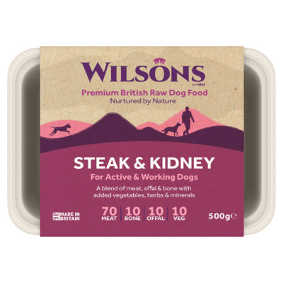 Wilsons Steak & Kidney Premium Complete Raw Frozen Dog Food 500g
