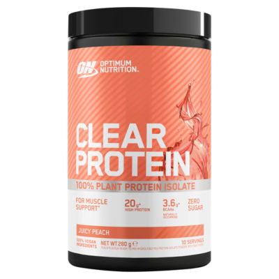 Optimum Nutrition Clear Protein Powder, 100% Plant Protein Isolate, Juicy Peach Flavour, 10 servings, 280g