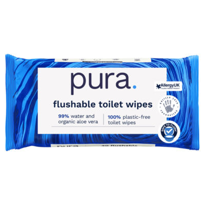 Pura Flushable Moist Toilet Wipes 40 Pack Plastic Free Fine to Flush Vegan - Image 6