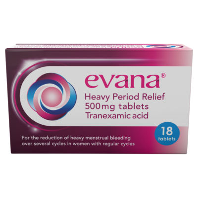 Evana Heavy Period Relief Tranexamic Acid 500mg 18 Tablets