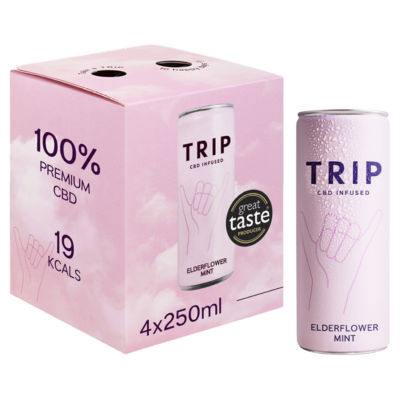 TRIP CBD Premium CBD Infused Elderflower Mint 4 x 250 ml