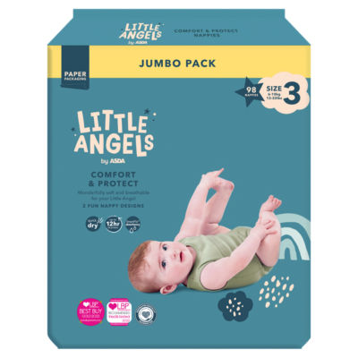 LITTLE ANGELS by ASDA Little Angels by  Comfort & Protect Size 3 6-10kg 98 Nappies