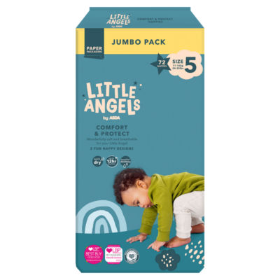 LITTLE ANGELS by ASDA Little Angels by  Comfort & Protect Size 5 11-16kg 24-35lbs 72 Nappies