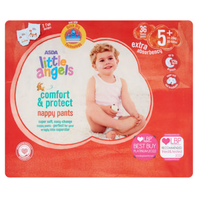 Asda Little Angels Comfort & Protect 5+ 36 Nappy Pants