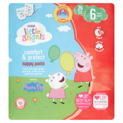 Asda Little Angels Comfort & Protect Peppa Pig 6 26 Nappy Pants