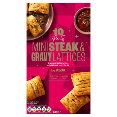 ASDA 10 Party Mini Steak & Gravy Lattices 300g