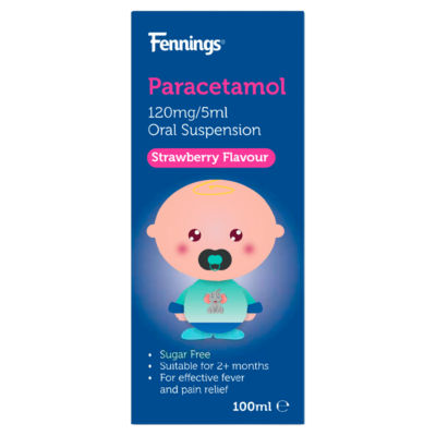 ASDA Strawberry Flavour Paracetamol 120mg/5ml Oral Suspension 2 Months+ 100ml