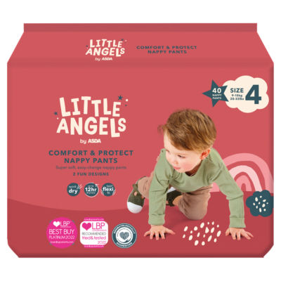 LITTLE ANGELS by ASDA Little Angels Comfort & Protect Size 4 9-15 kg 40 Nappy Pants