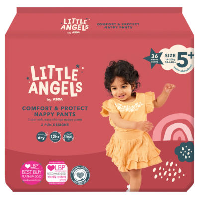 LITTLE ANGELS by ASDA Little Angels Comfort & Protect Size 5+ 14-20kg 36 Nappy Pants