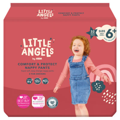 LITTLE ANGELS by ASDA Little Angels Comfort & Protect Size 6+ 16kg+ 32 Nappy Pants
