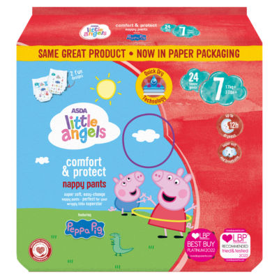 Asda Little Angels Little Angels Comfort & Protect Size 7 Disney 17Kg+ 24 Nappy Pants