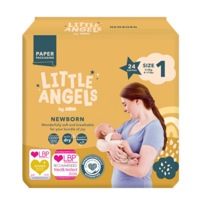 LITTLE ANGELS by ASDA Little Angels by  Newborn size 1 2-5kg 24 Nappies