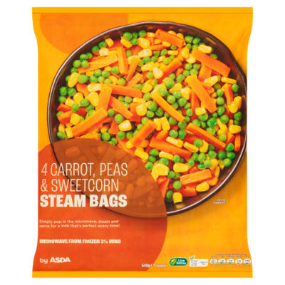 ASDA Steam Bags Carrot, Peas & Sweetcorn 4 x 160g (640g)