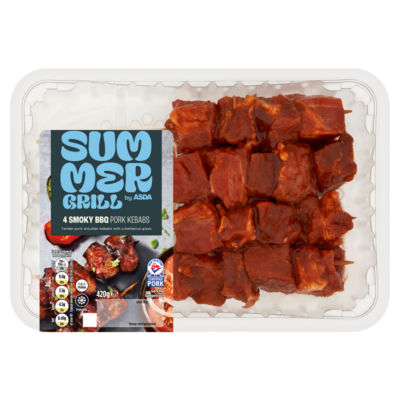 ASDA Summer Grill by  4 Smoky BBQ Pork Kebabs 420g