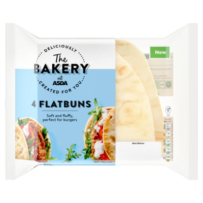 The BAKERY at ASDA The Bakery 4 Flatbuns 300g