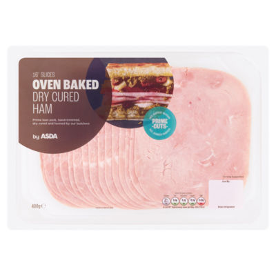ASDA Oven Baked Dry Cured Ham 16 Slices 400g