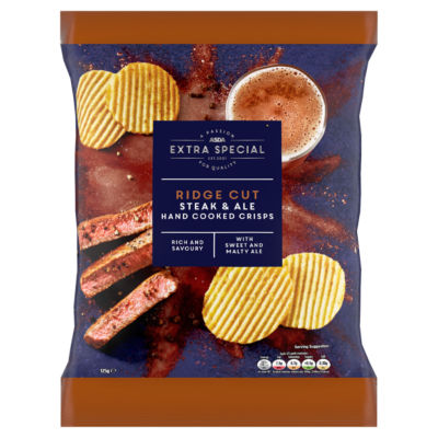 ASDA Extra Special Extra Special Ridge Cut Steak & Ale Hand Cooked Crisps 125g