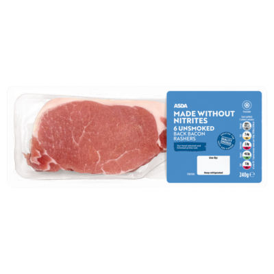 ASDA 6 Unsmoked Back Bacon Rashers 240g
