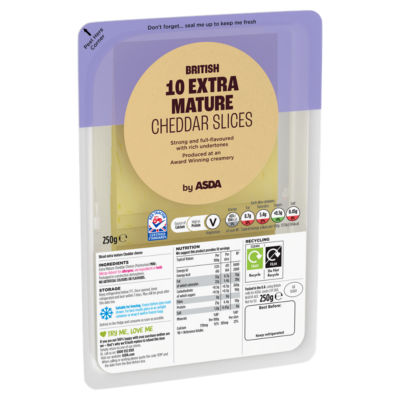 ASDA 10 British Extra Mature Cheddar Slices 250g