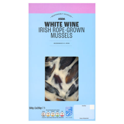 ASDA White Wine Irish Rope-Grown Mussels 500g (2 x 250g)