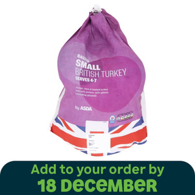 ASDA Frozen Small Basted Whole British Turkey 2.6kg - 3.8kg Serves 4-7