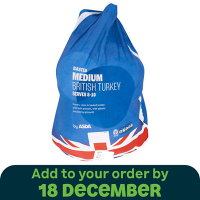 ASDA Frozen Medium Basted Whole British Turkey 3.9kg - 5.29kg Serves 8-10
