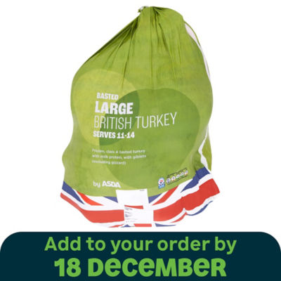 ASDA Frozen Large Basted Whole British Turkey 5.3kg - 7.29 kg Serves 11-14
