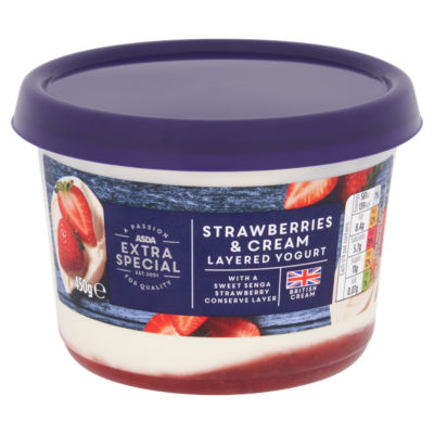 Asda Extra Special Strawberries & Cream Layered Yogurt 450G