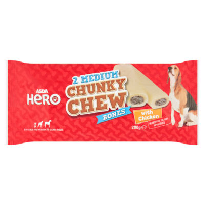 Asda Hero Hero 2 Medium Chunky Chew Bones with Chicken 200g