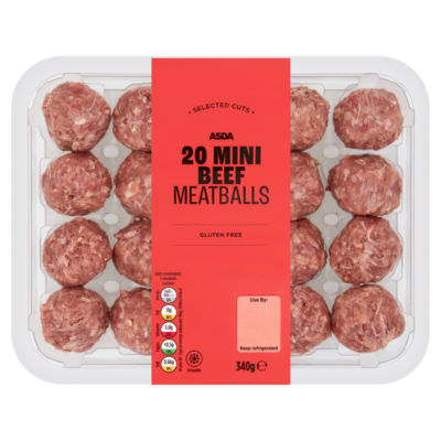 ASDA 20 Mini Beef Meatballs 340g
