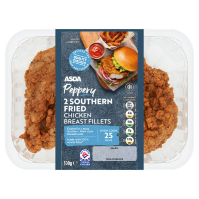 ASDA 2 Peppery Southern Fried Chicken Breast Fillets 300g