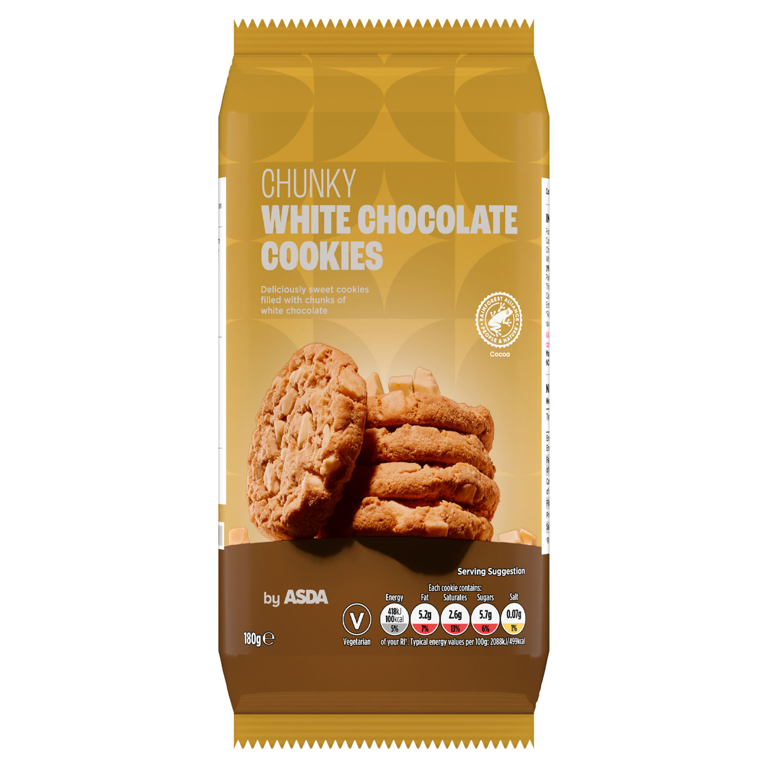 ASDA Chunky White Chocolate Cookies Sweet Biscuits 180g