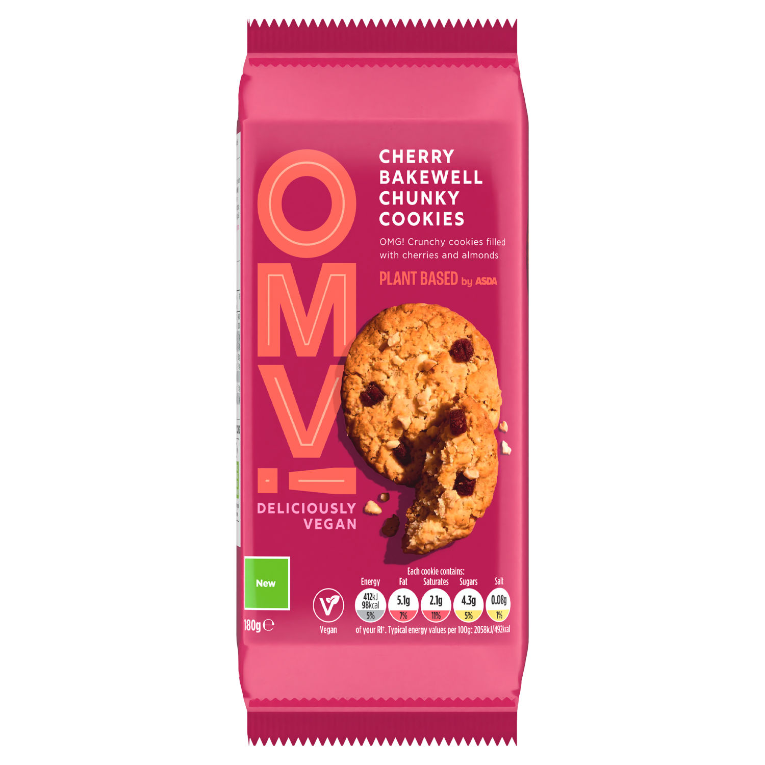 ASDA Plant Based Cherry Bakewell Chunky Cookies 180g