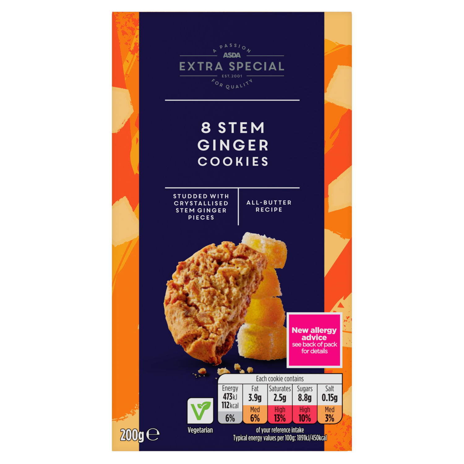 ASDA Extra Special 8 Stem Ginger All-Butter Cookies 200g