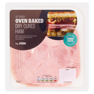 ASDA 10 Slices Oven Baked Dry Cured Ham 250g