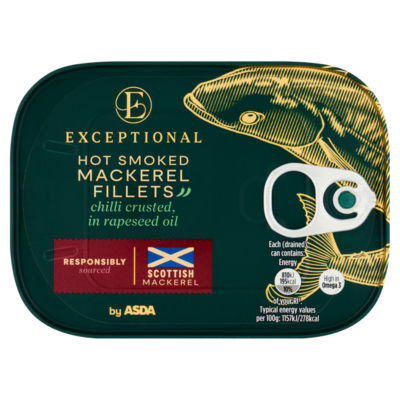 Exceptional by ASDA Hot Smoked Mackerel Fillets Chilli Crusted, in Rapeseed Oil 110g